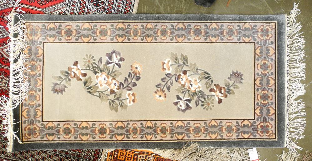 Chinese Silk Mat, Approx. 4'3" x 2'11". (1 of 3)