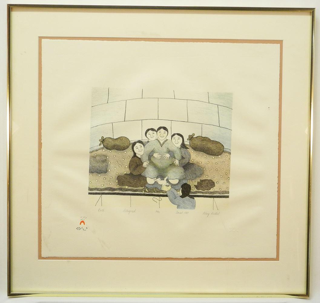 Dorset Lithograph signed Mary Pudlat , Sheet, 18 1/4" x 20", "Birth". (1 of 3)