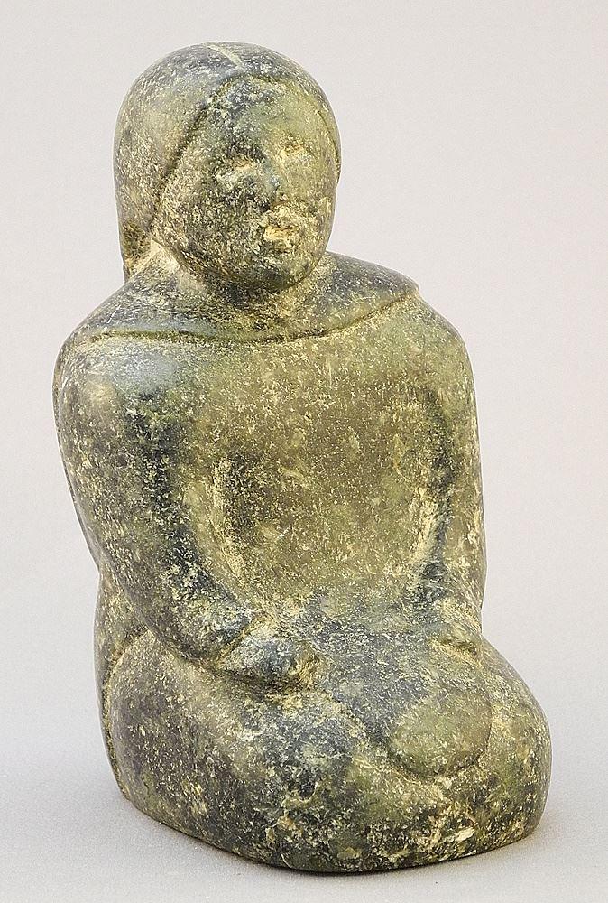 Inuit Stone Figure of a Seated Woman, unsigned, 5"h. (1 of 4)