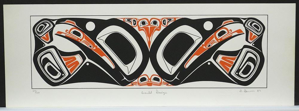 Gitxsan Serigraph signed D(Danny) Dennis '87, 6 3/4 x 18 7/8" "Bracelet Design", unframed (1 of 4)
