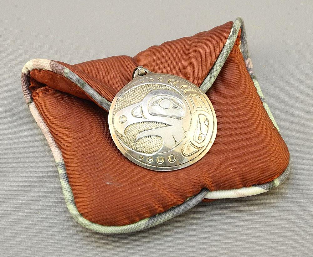 Northwest Coast Silver Pendant Signed Maury Clark '87, 1 5/8" x 1 1/2", "Eagle" -14.35g. (1 of 2)