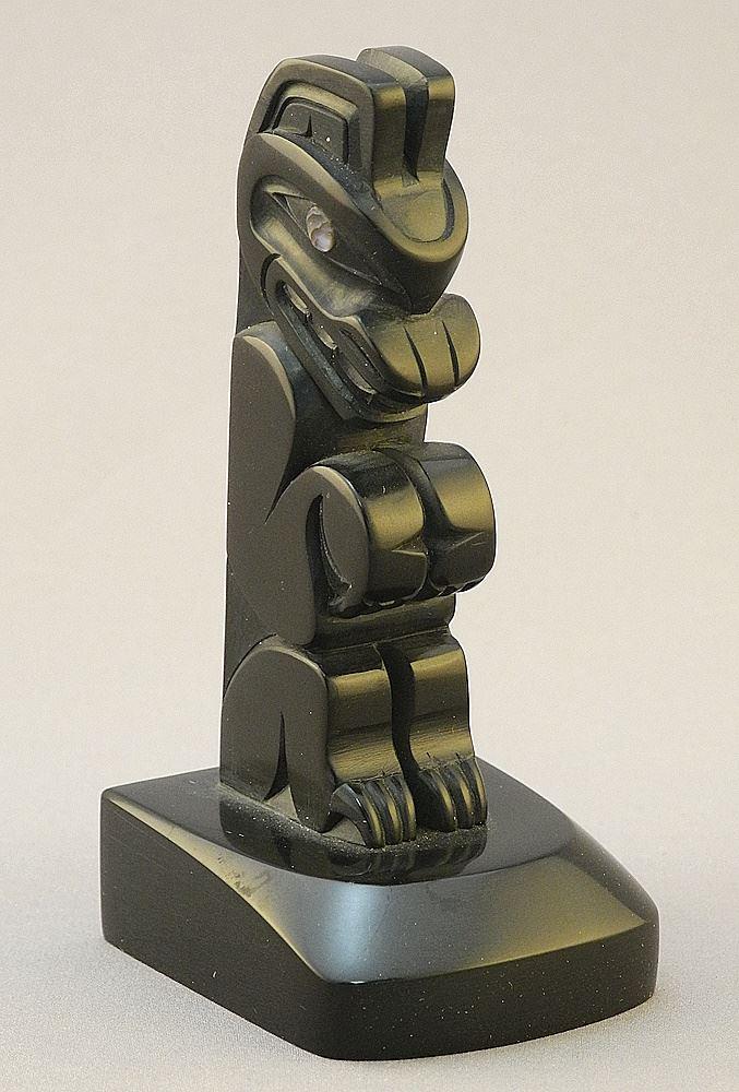 Model Totem Pole Monogrammed AC, 3 3/4"H, Bear Form.: Model Totem Pole Monogrammed AC, 3 3/4"H, Bear Form.