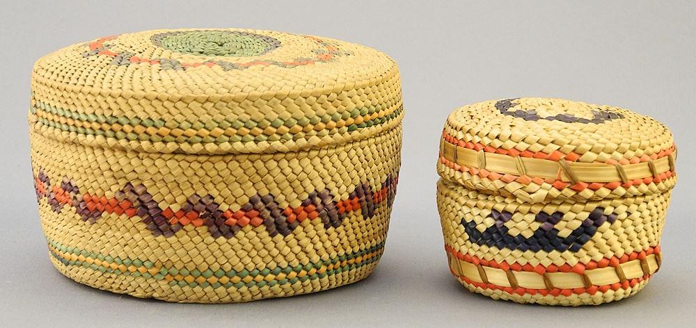 2 Nuu-Chah-Nulth Trinket Baskets, 2 1/2" & 4" diam. (1 of 4)