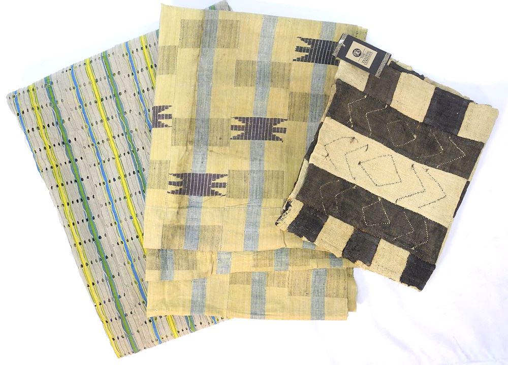 3 African Textiles: Kente / Nigeria / Kuba, largest 6'3" x 4'8". (1 of 4)