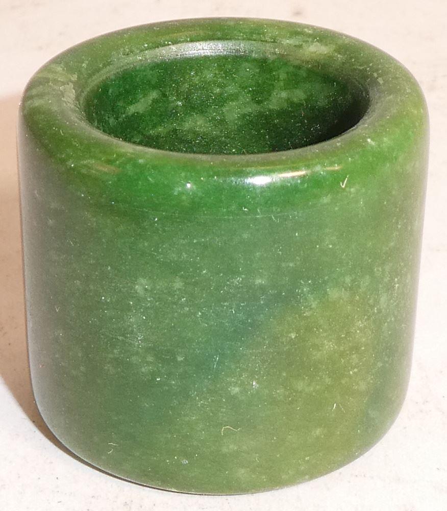 Spinach Green Jade Archer's Ring, 1". (1 of 3)