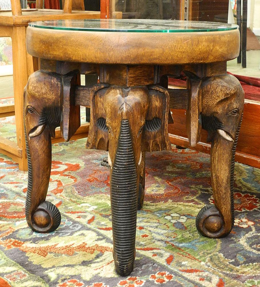 African Elephant Table, 20 3/8 x 19" diam.: African Elephant Table, 20 3/8 x 19" diam.