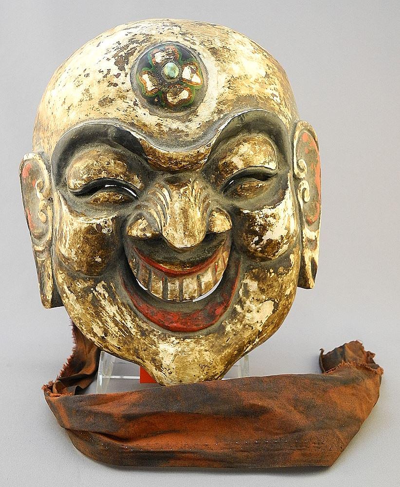 Japanese Noh Mask, 9 3/8" x 8 1/8" x 3 1/2".: Japanese Noh Mask, 9 3/8" x 8 1/8" x 3 1/2".