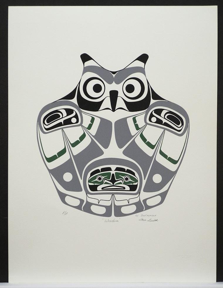 Kwagiulth Serigraph signed Dla' Kwagila(Steve Smith),20 x 15" "Wisdom",P/P, Unframed. (1 of 3)
