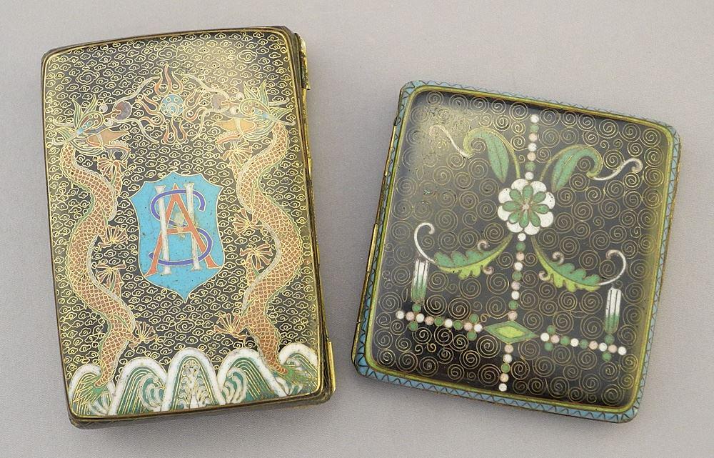 Two Chinese Cloisonne Cigarette Cases, 3" x 3 3/4"h. (1 of 6)