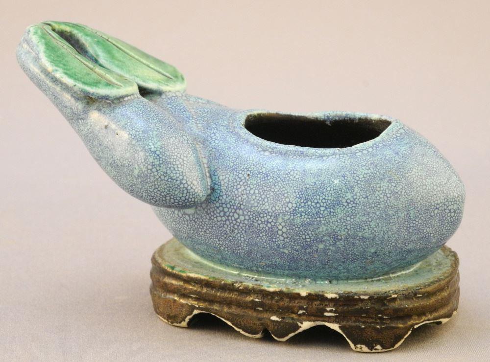 Chinese Qing Robin's Egg Blue "Gourd" Brush Washer, 2 1/8 x 3 1/2 x 1 1/2" (1 of 6)