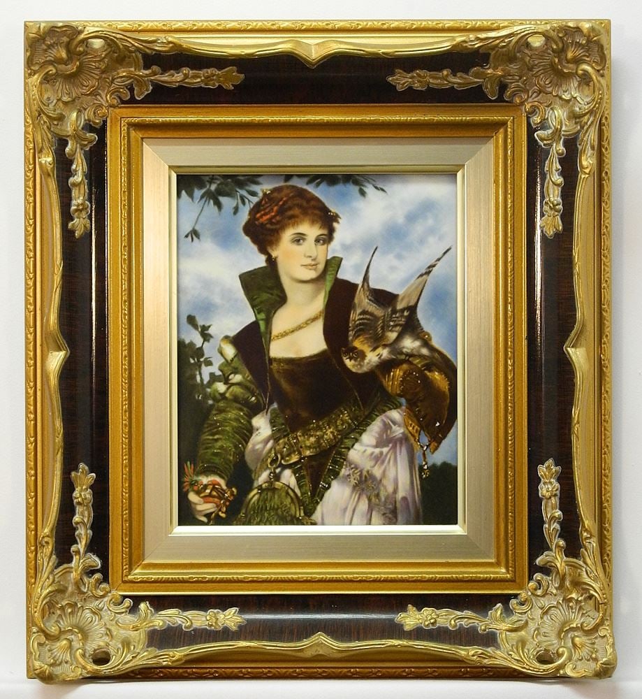 Rosenthal Porcelain Plaque after Hans Makart, 9 1/4" x 7 1/4", "Die Falknerin". (1 of 3)