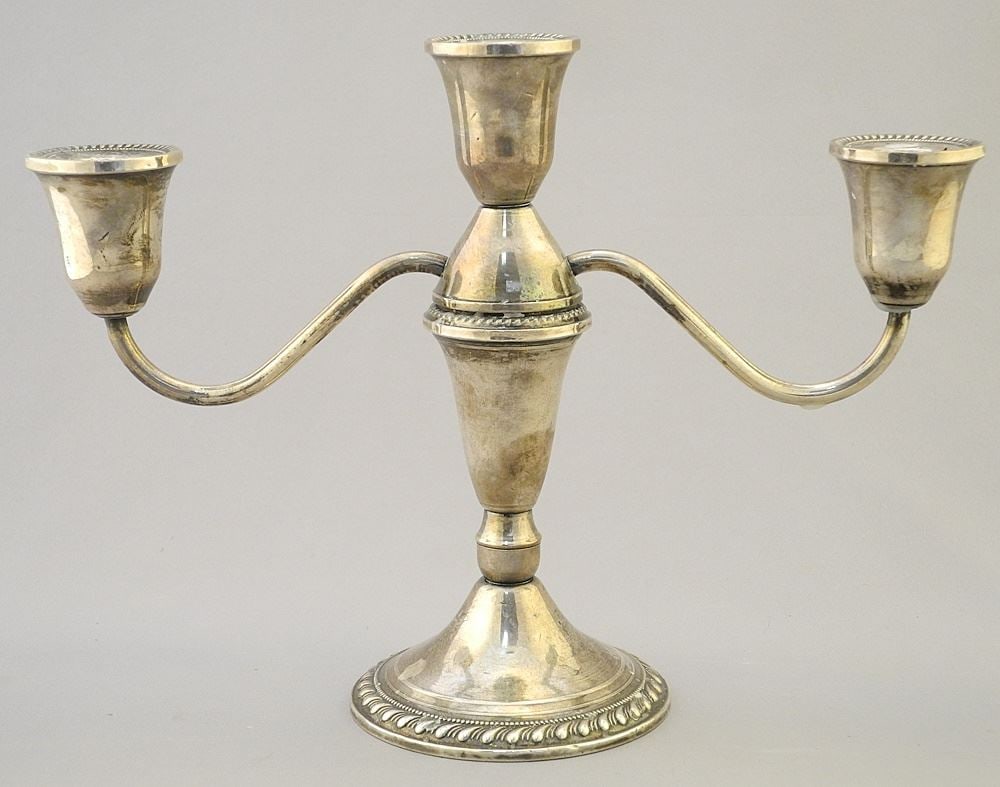 Duchin Creation Sterling Silver Weighted Candlestick, 7 1/4" x 10" x 3 1/2", TW 460g. (1 of 5)