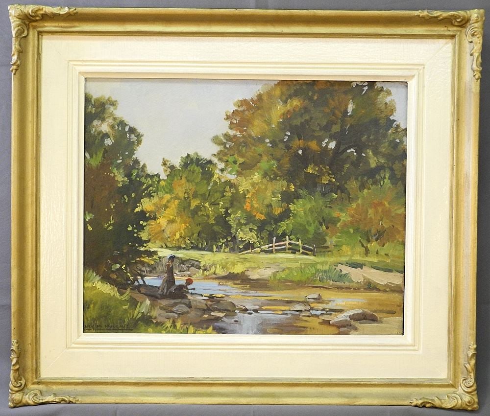 Oil on Board signed Lucy M. Mullins, 15 1/4" x 19 1/4", "Early Autumn".: Oil on Board signed Lucy M. Mullins, 15 1/4" x 19 1/4", "Early Autumn".