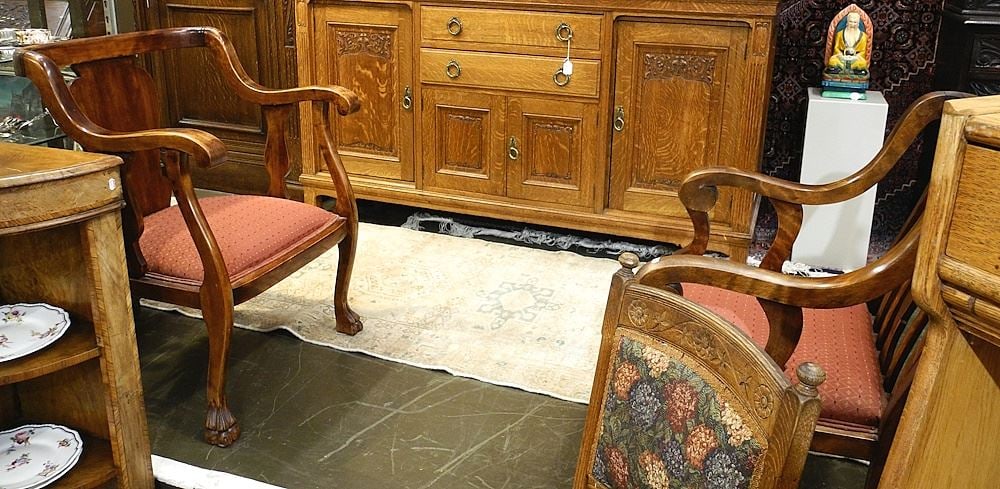 Mahogany Rocker and Matching Armchair.: Mahogany Rocker and Matching Armchair.