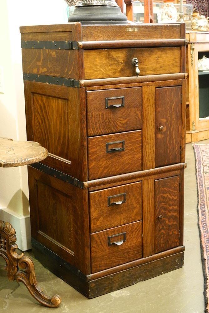 Oak File Cabinet by Langford-London, .37 1/8 H. x 18 W. x 17 1/2 D.": Oak File Cabinet by Langford-London, 37 1/8 H. x 18 W. x 17 1/2 D."