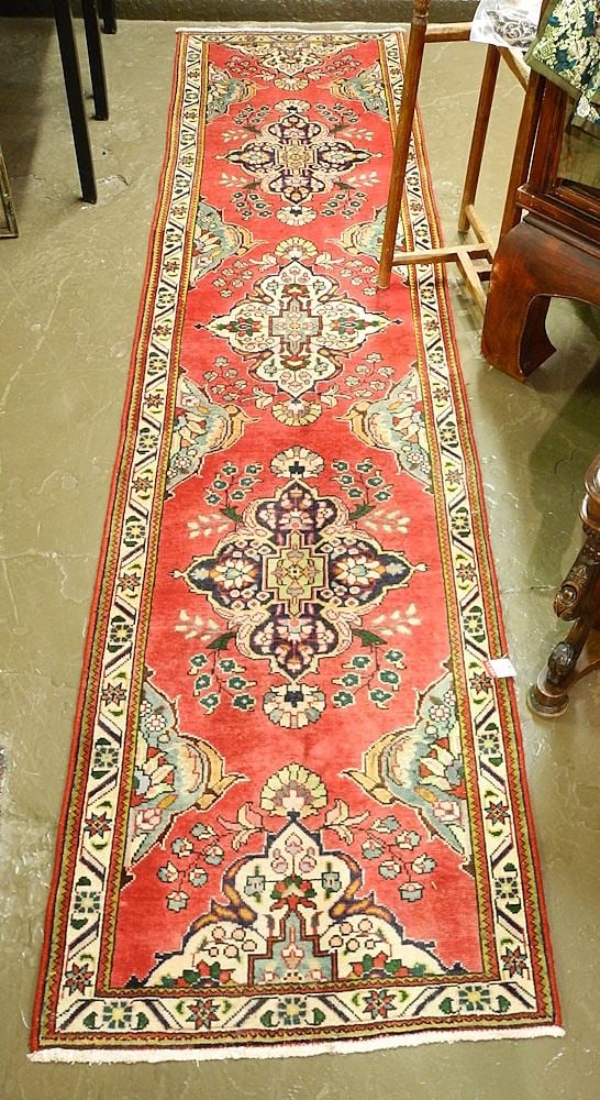 Tabriz Runner, Approximately 10'11" x 2'8 1/2". (1 of 4)