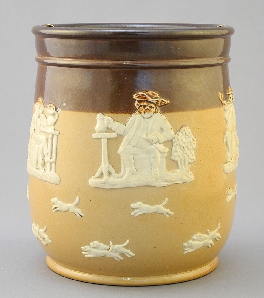 Royal Doulton Stoneware Humidor, lacking retainer, 5 7/8"H.: Royal Doulton Stoneware Humidor, lacking retainer, 5 7/8"H.