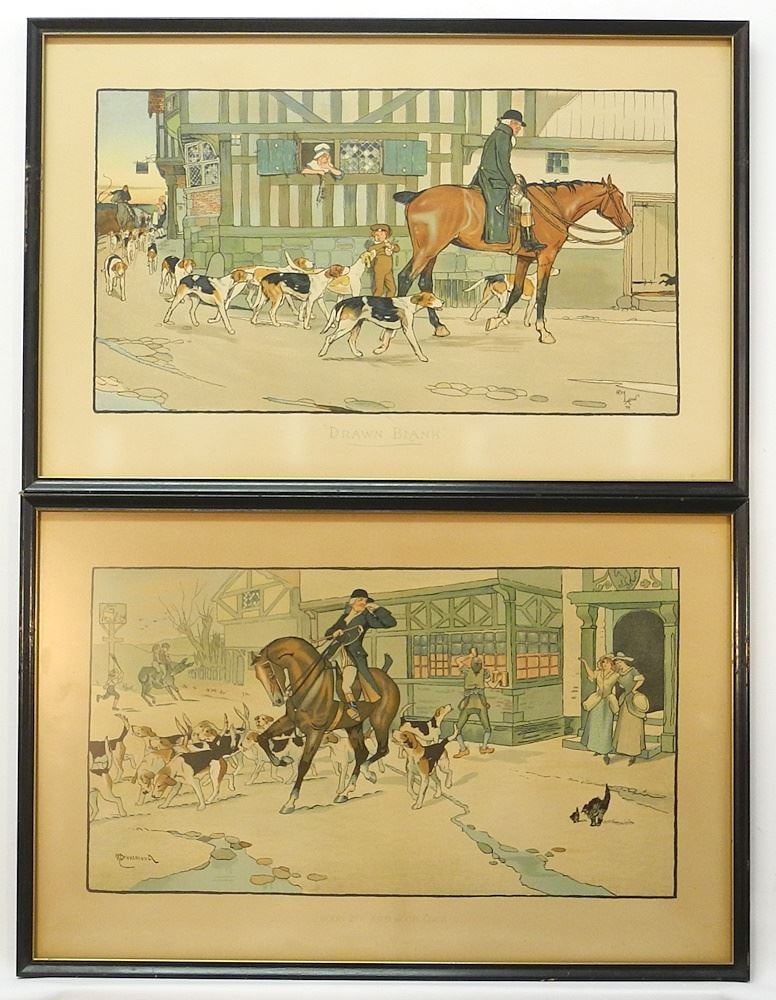 2 Prints: N Drummond / Cecil Aldin, 10 1/4 x 19", "Goodbye & Good Luck" "Drawn Blank". (1 of 5)