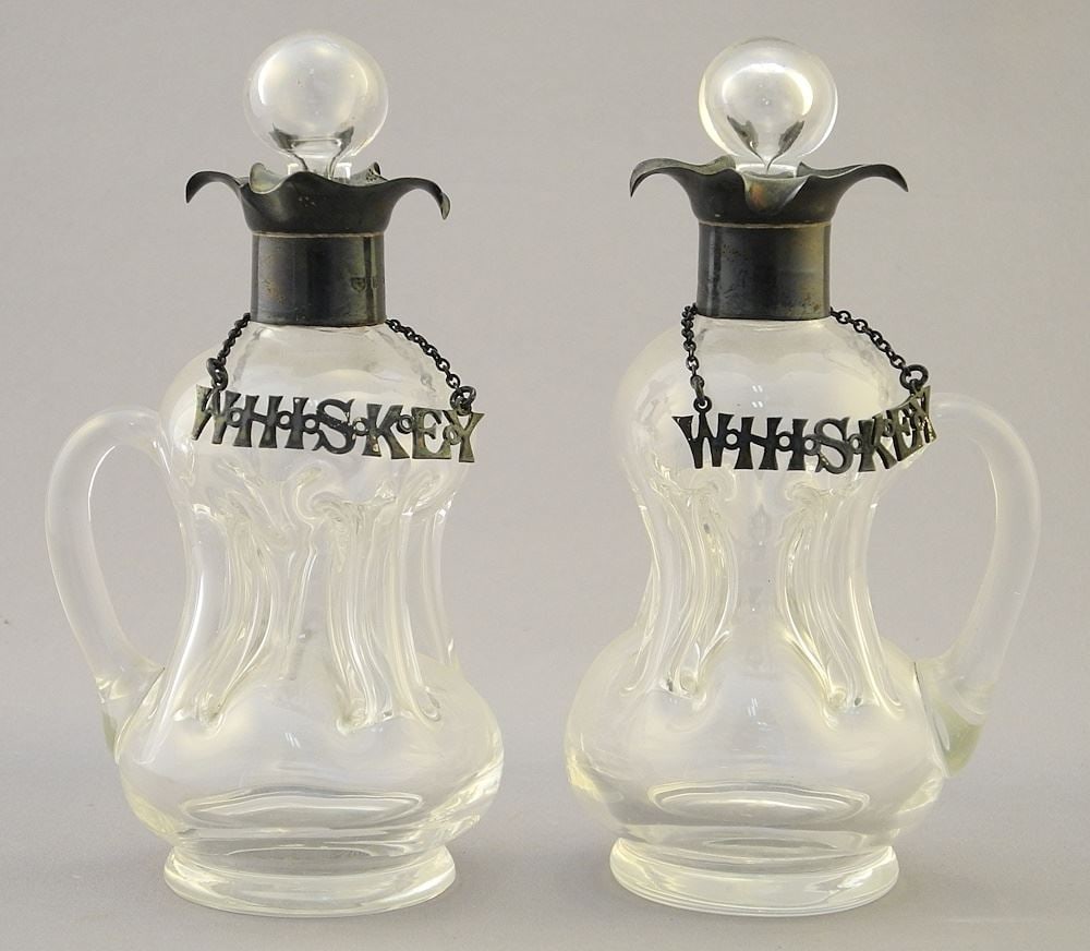 Pair of Hallmarked Silver Mounted Whiskey Noggins, 5 1/8"H. (1 of 2)
