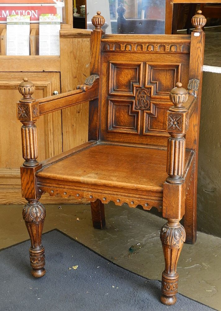Carved Wooden Armchair made for "Thomas Grey". (1 of 5)