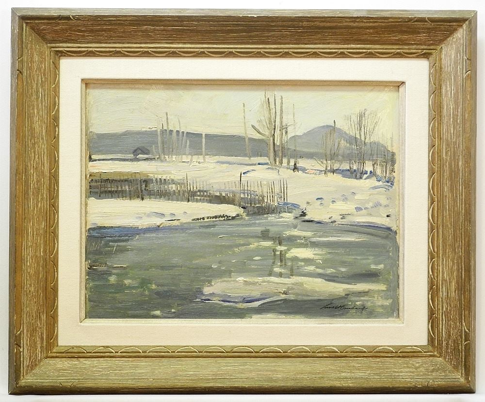 Oil on Board signed Lorne Bouchard, 11 1/2" x 15 1/2", "Sketch Near Oka" (1 of 5)