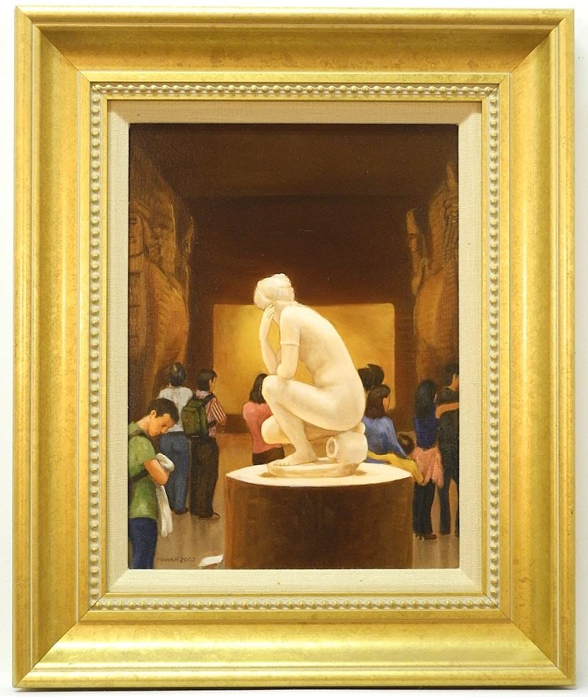 Oil on Panel signed Manish 2007, 12" x 9", "Aphrodite Crouching at Her Bath". (1 of 6)