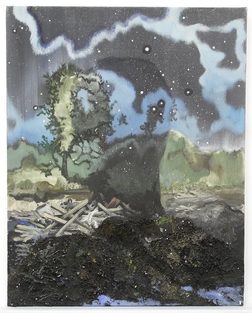 Mixed Media on Canvas signed Jeremy Herndl, 20 1/2" x 16", "Vacant Lot", 2010. (1 of 6)