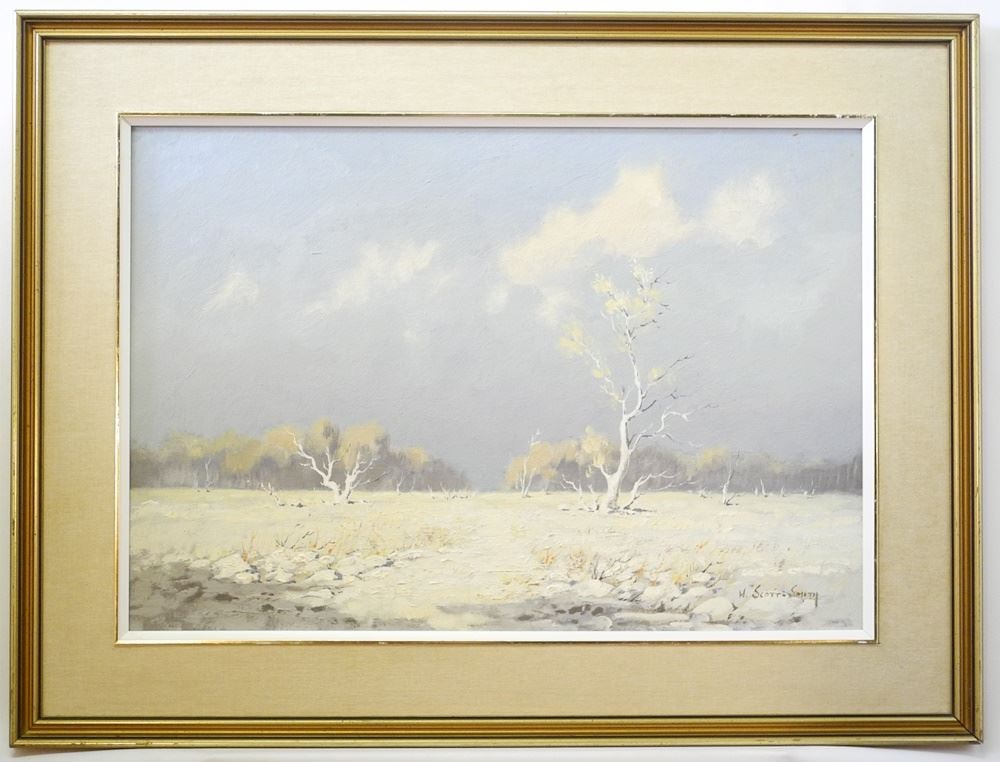Oil on Board signed W.Scott-Smith (South Africa), 18 1/2" x 27", "Etosha Landscape". (1 of 6)