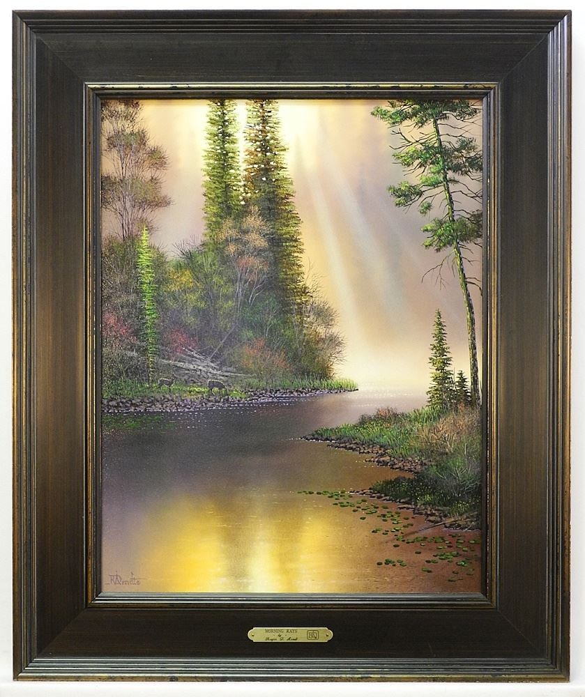 Oil on Canvas signed R.D.Arndt, 17 1/2" x 13 1/4", "Morning Rays". (1 of 5)