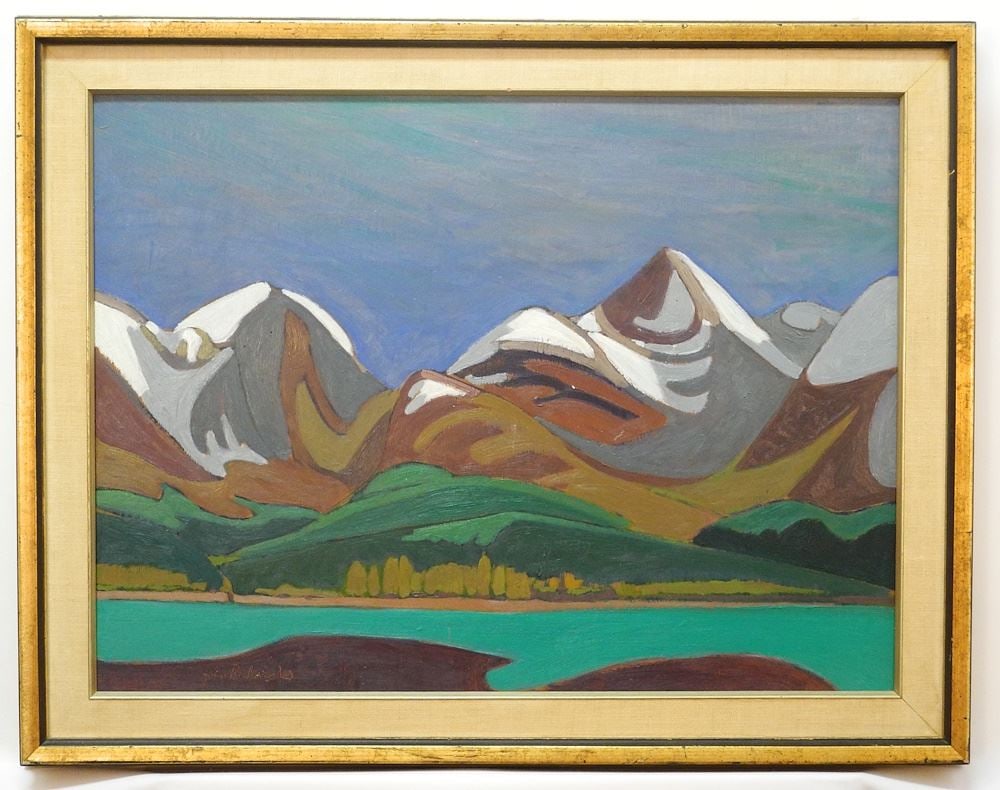 Oil on Masonite signed John Richards 17 1/2 x 23 1/2", "Night, Maline Lake", Oct 1978. (1 of 7)