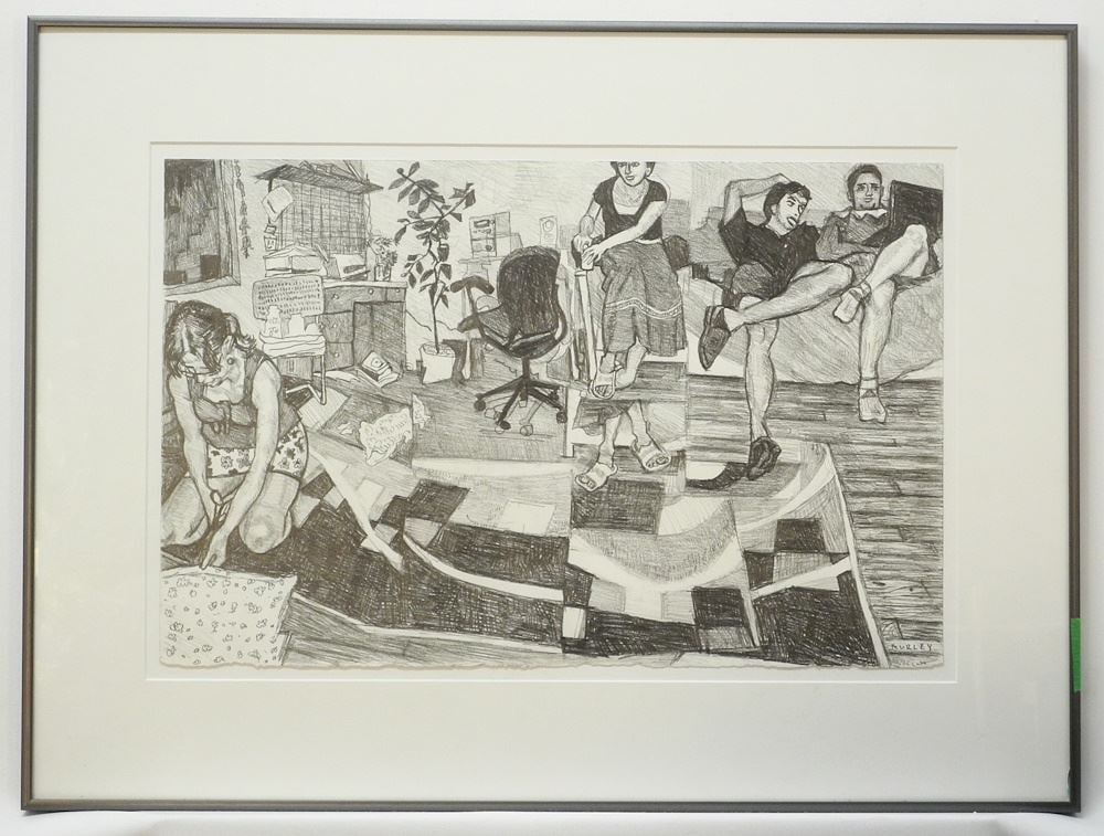 Graphite Drawing signed Murley (Abe) 12 3/4" x 19 3/4", "Broken Home". (1 of 4)