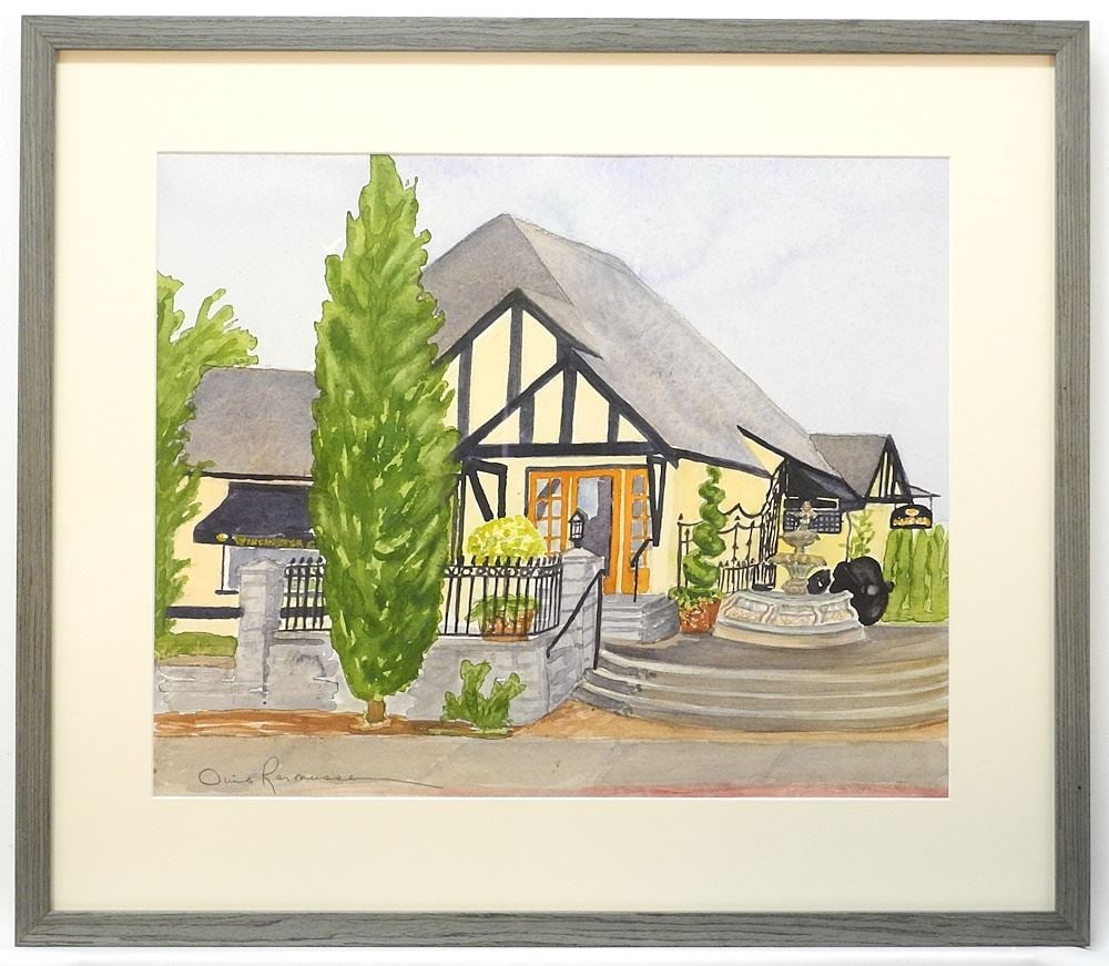 Watercolour signed Avis Rasmussen, 14" x 17 1/2", "Winchester".: Watercolour signed Avis Rasmussen, 14" x 17 1/2", "Winchester".