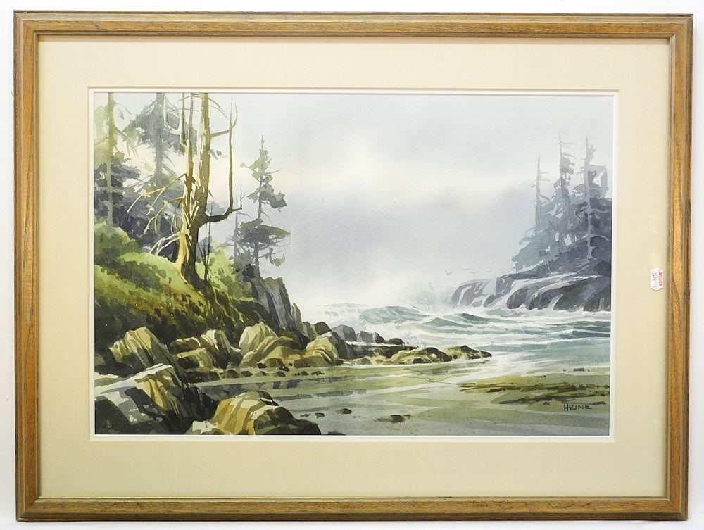 Watercolour signed (Harry) Heine, 14" x 20", "Florencia Bay". (1 of 5)