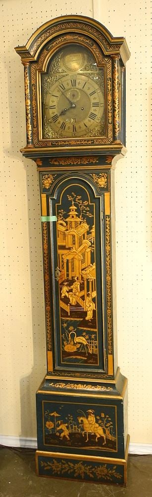 Chinoiserie Tall Case Clock with Weights and Pendulum. (1 of 10)