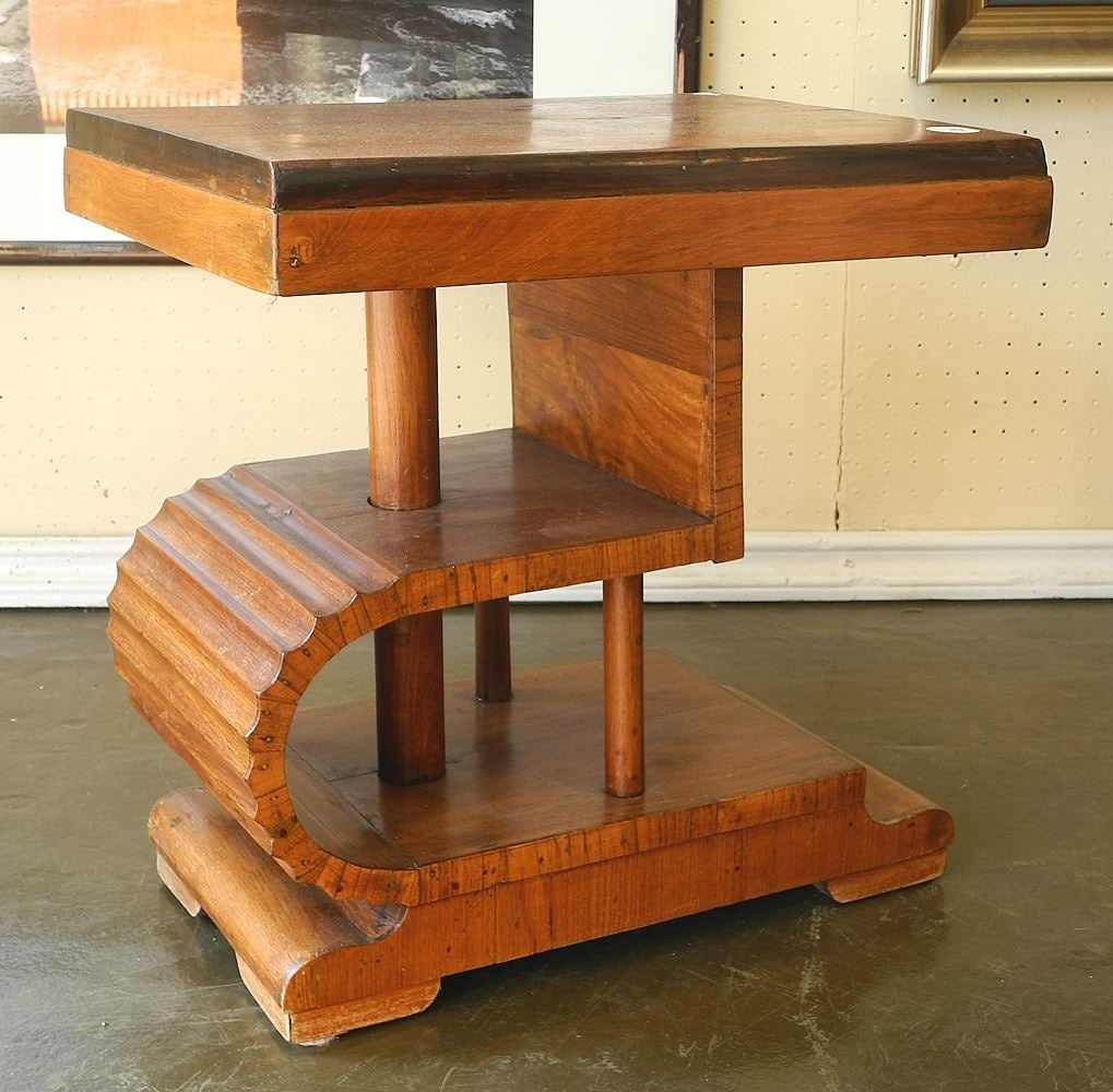 Art Deco Rosewood Side Table, 18"H x 17"W x 13 1/2"D. (1 of 4)