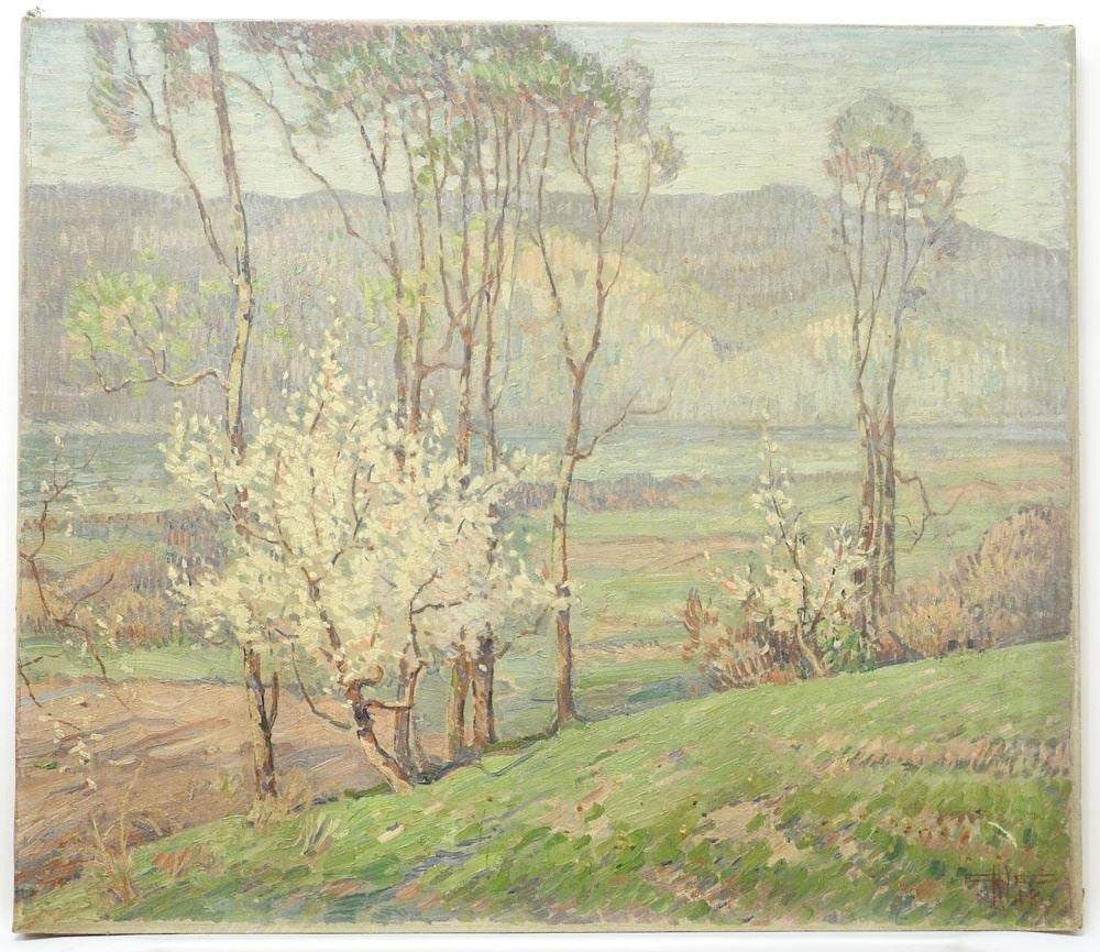 Oil on Canvas Monogrammed (Edgar, Hewitt Nye) 24" x 28", unframed, "Lake Vista". (1 of 6)