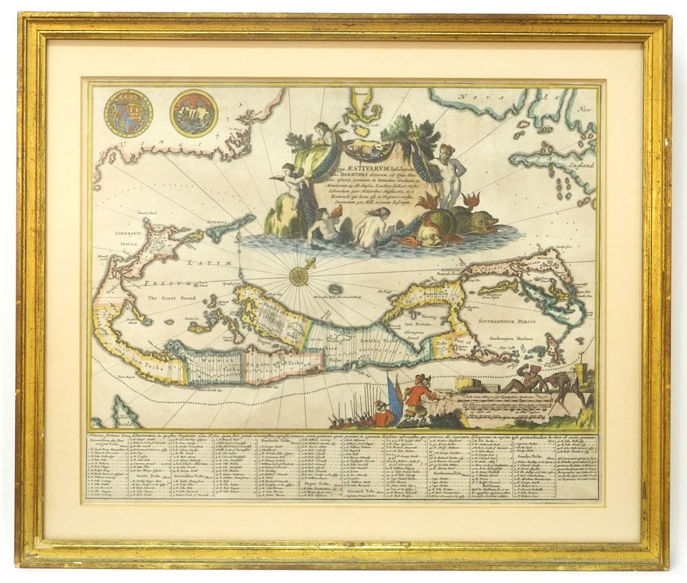 Ogilby Hand Coloured 17th Century Map of Bermuda, 11 1/2" x 14 1/4". (1 of 10)