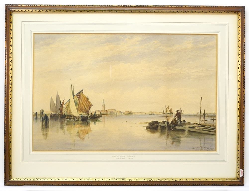 Watercolour signed T.B.Hardy 1879, 12 1/2" x 19 1/2", "The Lagoon, Venice". (1 of 12)