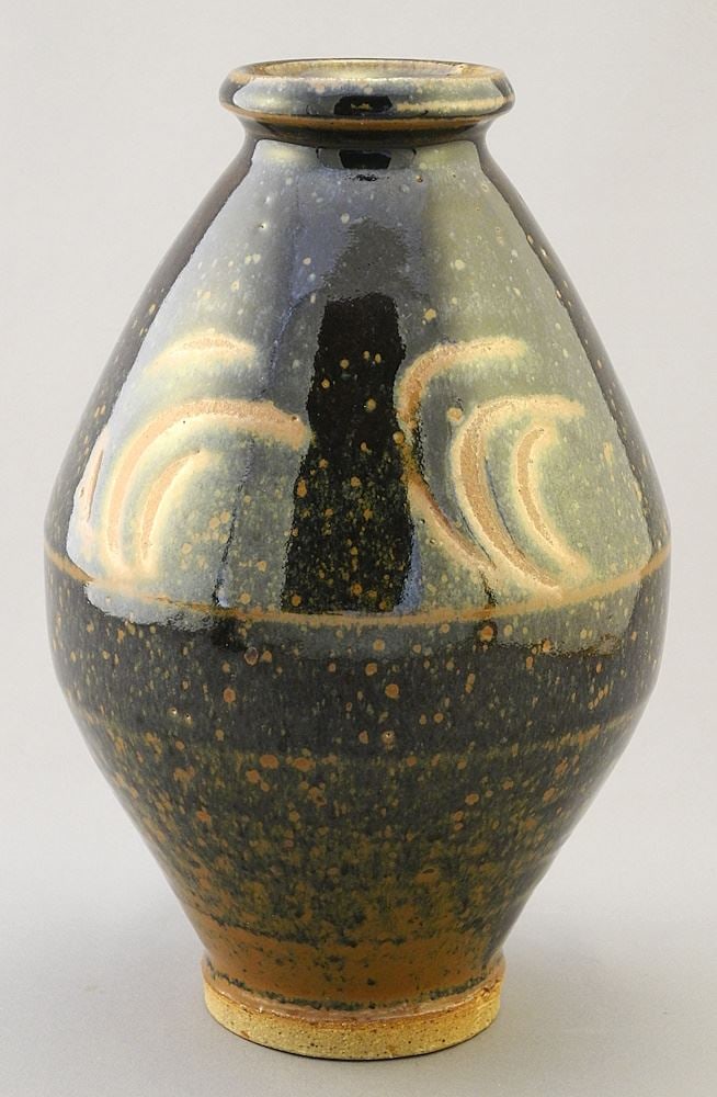 Oviform Porcelain Vase signed with Impressed Mark by Wayne Ngan, 8"H.: Oviform Porcelain Vase signed with Impressed Mark by Wayne Ngan, 8"H.