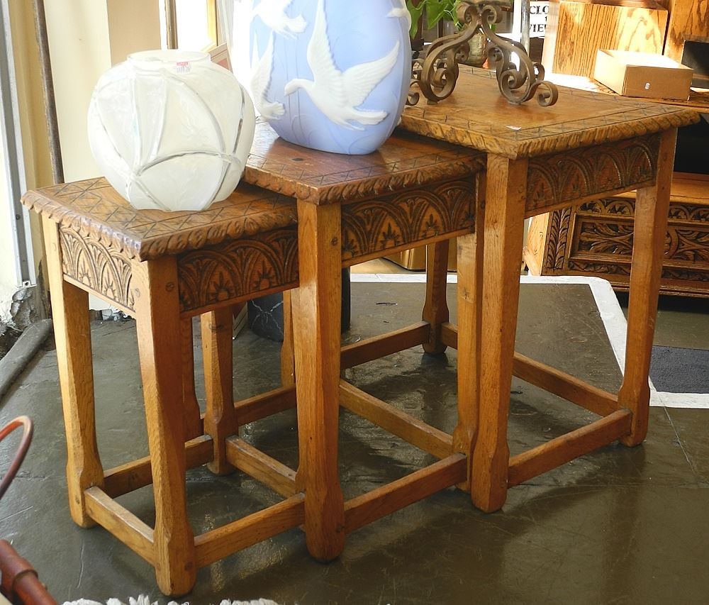Trio of Oak Nesting Tables, 21 1/2"W (1 of 2)
