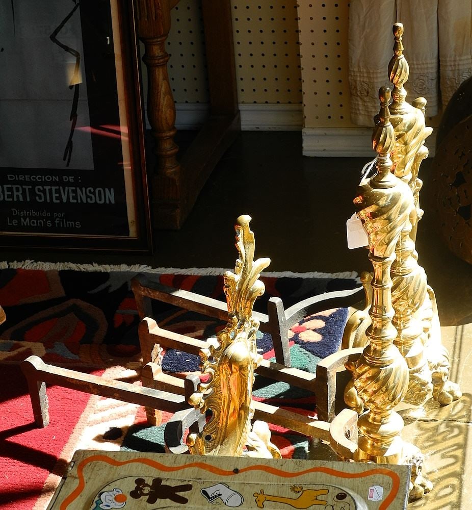 2 Pairs of Brass Andirons: Pawfoot & Louis XV. (1 of 1)