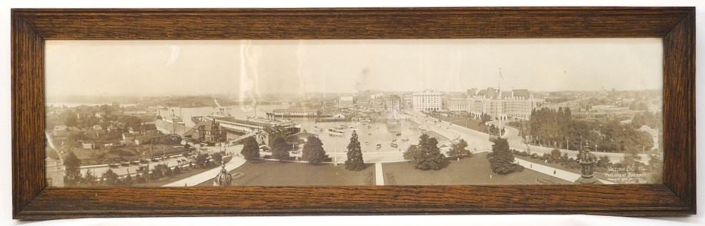 Vintage Panoramic Photo signed Ty Brown, "Victoria BC Inner Harbour", 6 1/2 x 27 1/2".: Vintage Panoramic Photo signed Ty Brown, "Victoria BC Inner Harbour", 6 1/2 x 27 1/2".