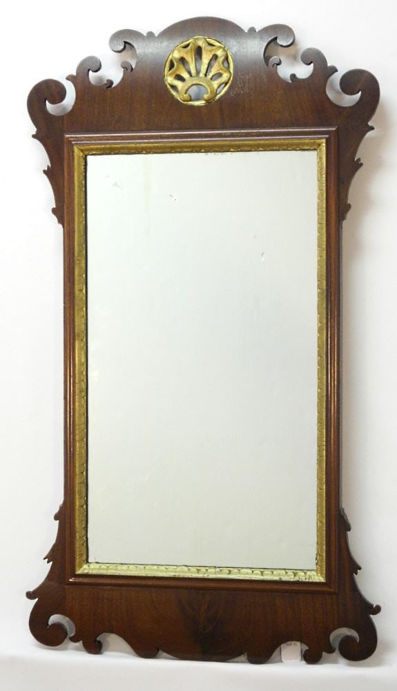 Georgian Mahogany Framed Looking Glass, 57"h.: Georgian Mahogany Framed Looking Glass, 57"h.
