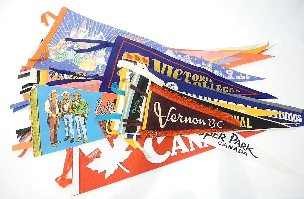 Collection of Various Vintage Pennants, Approximately 18 - 50"L. (1 of 2)