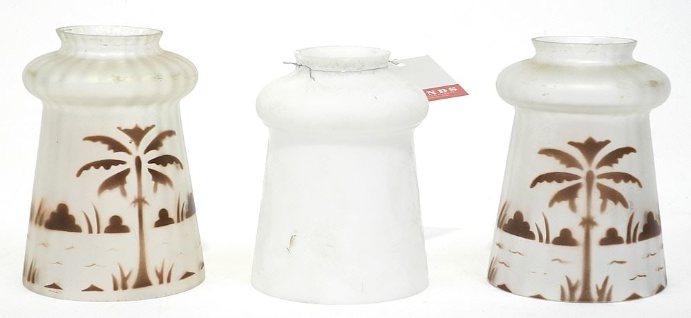 3 Light Shades: 2 Iridescent, "Palm" (5 1/2"H) and Embossed. (1 of 1)