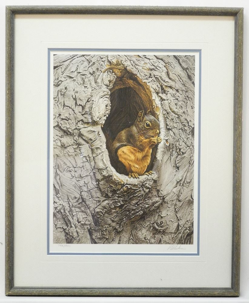 Ltd Ed. Print Signed R.(Ron) Parker, 15 1/2" x 11", "Raiding The Cache". (1 of 3)