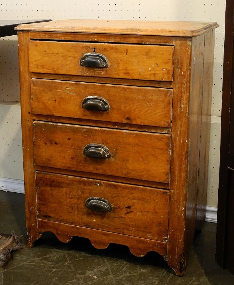 Canadiana Pine 4 Drawer Chest, 30 3/8"H. (1 of 2)