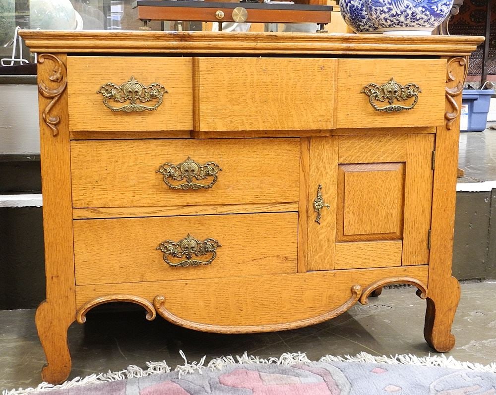 Golden Oak Wash Stand, 36 1/4"W. (1 of 3)