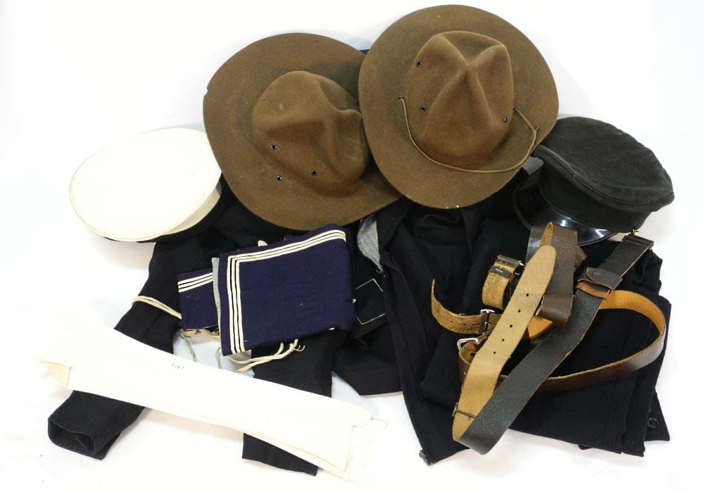 Lot of Naval & Boy Scout Uniforms & Accessories.: Lot of Naval & Boy Scout Uniforms & Accessories.