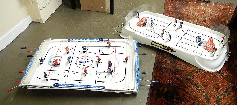 2 Table Top Hockey Games: Power Play 2 and Rod Hockey Pro, 36" and 33"L. (1 of 2)